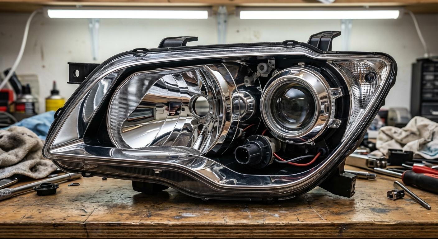 Componentes ópticos de un faro de coche