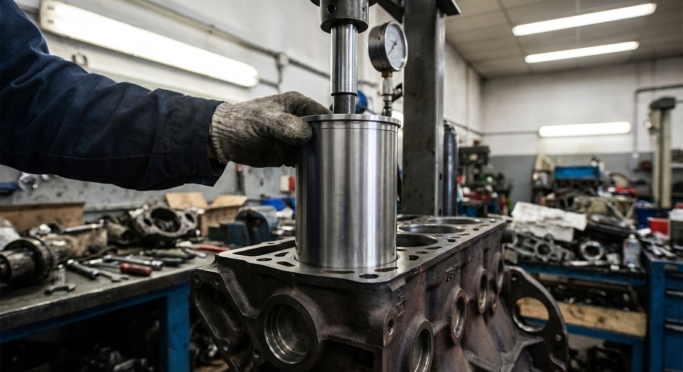 Camisa seca de cilindro desmontada mostrando su perfil delgado