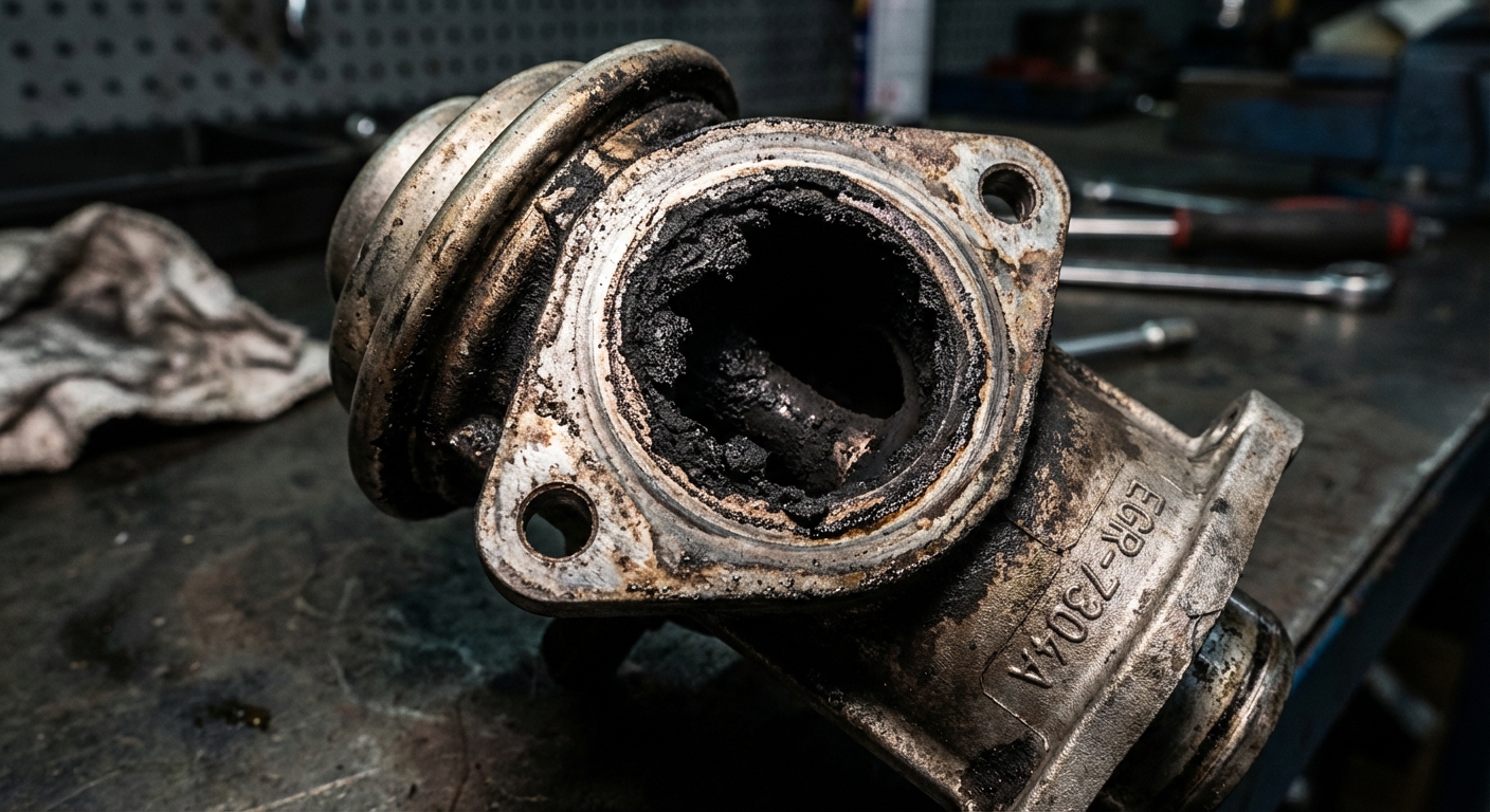 Válvula EGR con acumulación severa de carbonilla
