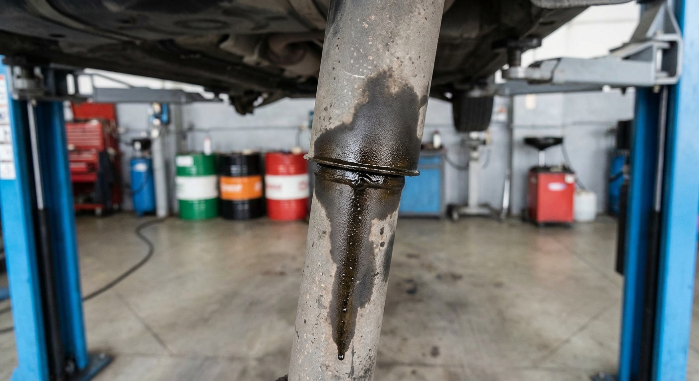 Amortiguador con fuga de aceite por copela dañada